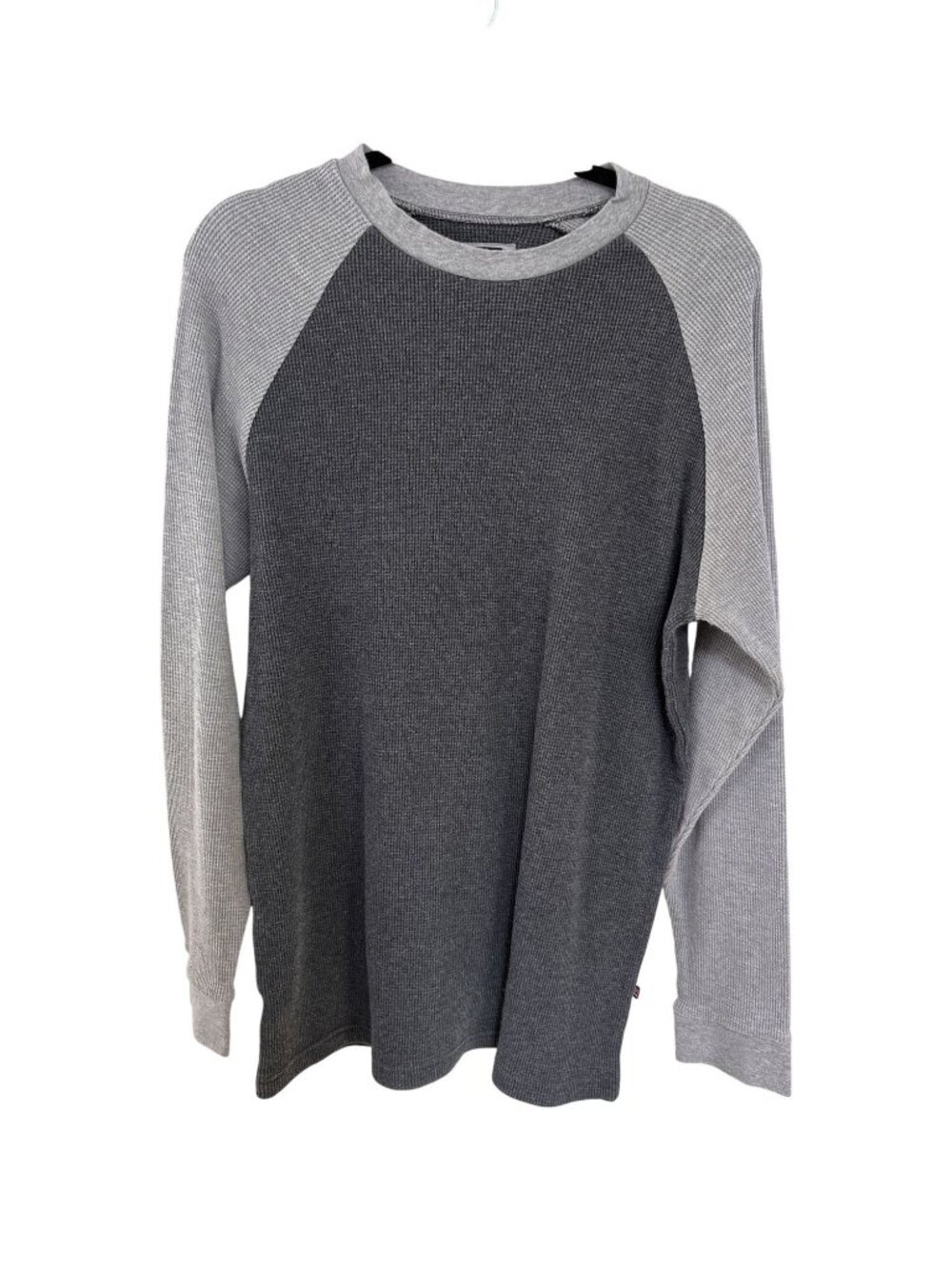Spurt  Mens Waffle Knit Long Sleeve Raglan Shirt 2XL Cotton Gray/Light Gray